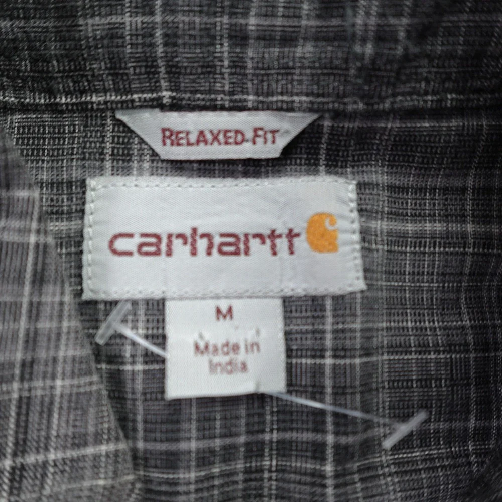Carhartt Shirt Mens M Gray Plaid Relaxed Fit Long Sleeve Button Up Workwear‎